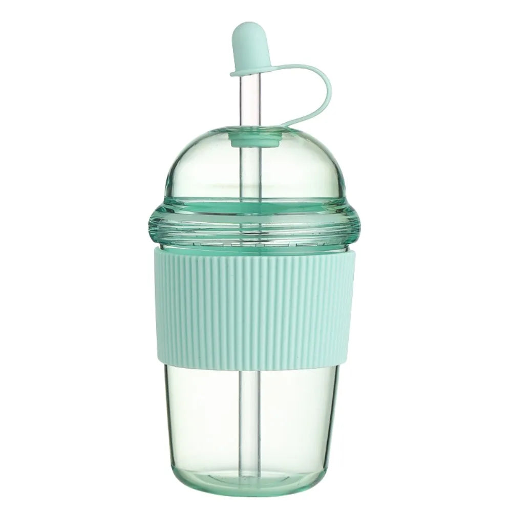 Smoothie Cup with Lid and Straw Clear Tumbler Transparent Silicone Cover Water Bottle 530ML Korean Ins Suction Cup Sport