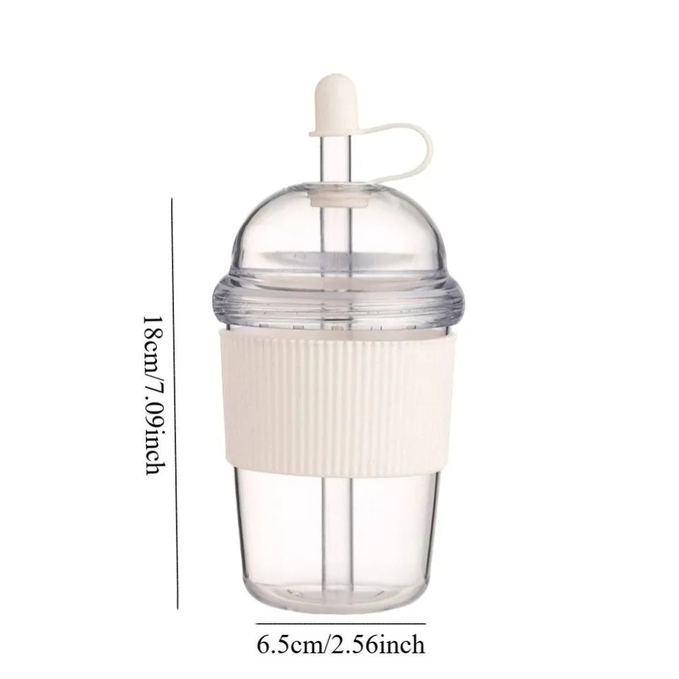Smoothie Cup with Lid and Straw Clear Tumbler Transparent Silicone Cover Water Bottle 530ML Korean Ins Suction Cup Sport