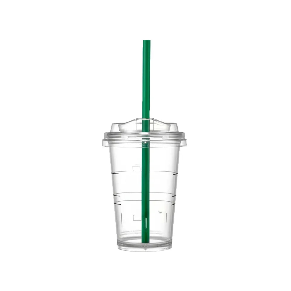300/889ML Minimalist Style Series Limited Edition Classic Goddess Couple Transparent Plastic Straw Cup Cold Water Cup