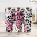 Cool Skull Heart Vacuum Flasks 40oz Vacuum Insulated Travel Mug - Stainless Steel Straw Cup Lid
