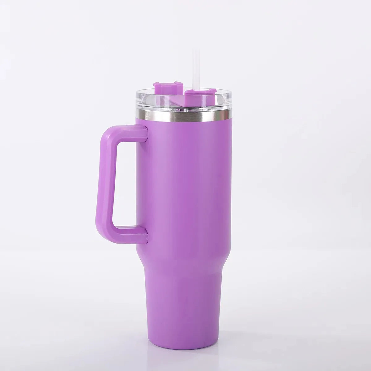 1Pc Insulated Reusable Double Wall Tumbler with Handle and Straw Lid, Stainless Steel Water Bottle, Travel Mug, 40 OZ