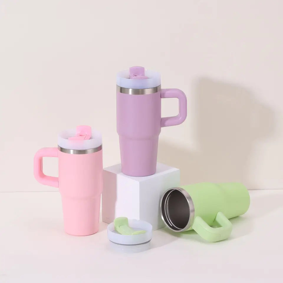 14oz Car Mug with Handle Double-layer Vacuum Coffee Cup Portable Water Cup Large Capacity 304 Stainless Steel Travel Thermal Cup
