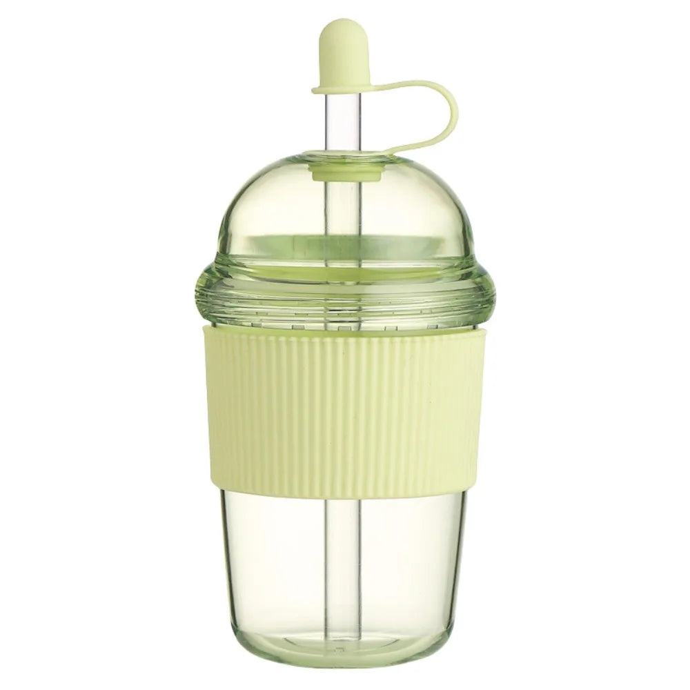 Smoothie Cup with Lid and Straw Clear Tumbler Transparent Silicone Cover Water Bottle 530ML Korean Ins Suction Cup Sport