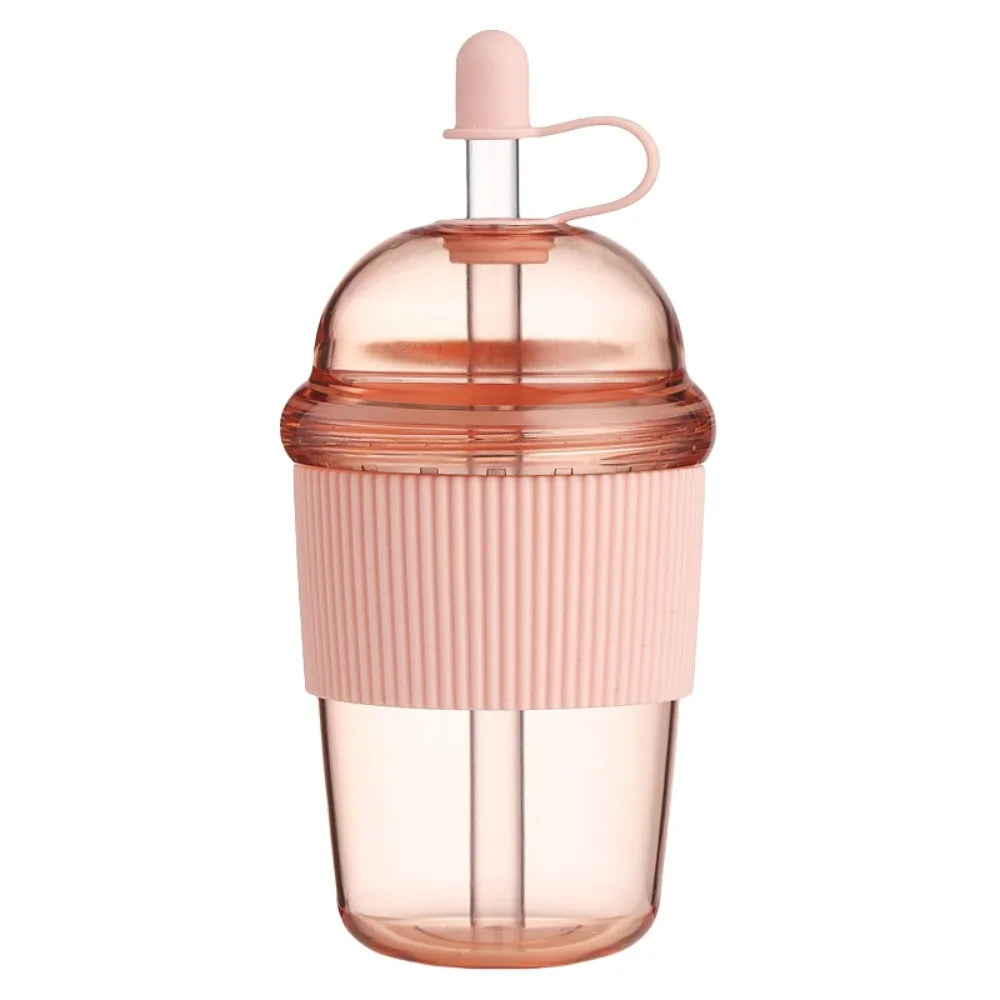 Smoothie Cup with Lid and Straw Clear Tumbler Transparent Silicone Cover Water Bottle 530ML Korean Ins Suction Cup Sport